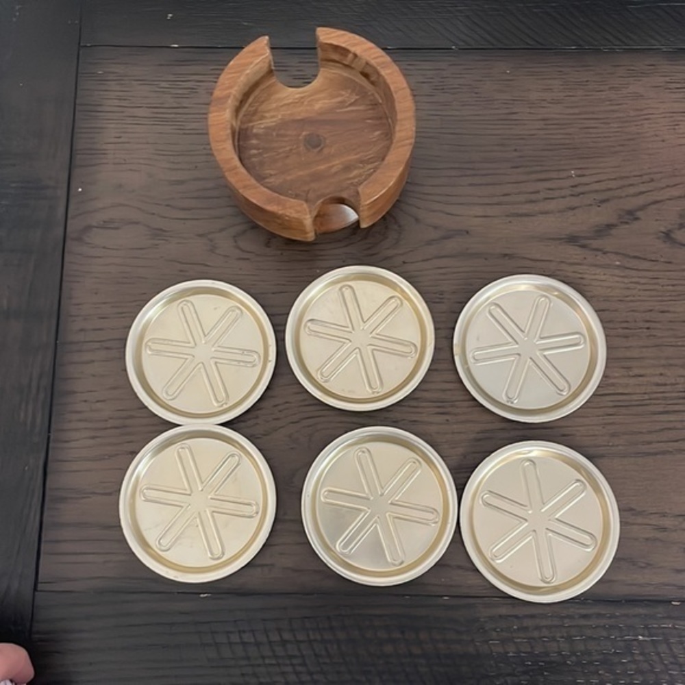 Solid American Walnut Coaster Set- Vintage‎ - Picture 3 of 10